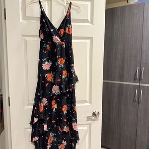 Lulu's Orange and White Asymmetrical Sundress